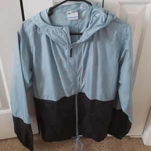 Seafoam green/navy Columbia windbreaker